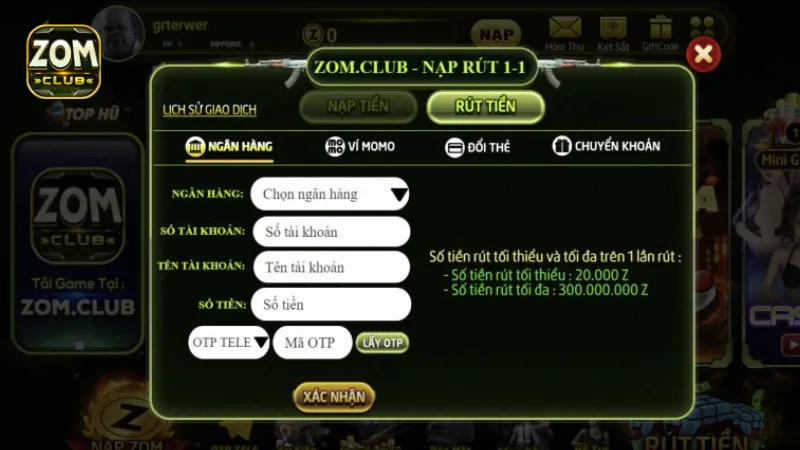 Nắm bắt các phương thức nạp tiền Zomclub